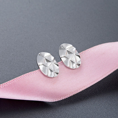 925 Sterling Silver Geometric Stud Earrings - Electroplated Korean Style Minimalist Earrings with Plastic Stoppers