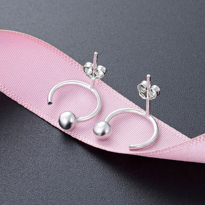 925 Sterling Silver Geometric Stud Earrings - Electroplated Korean Style Minimalist Earrings with Plastic Stoppers