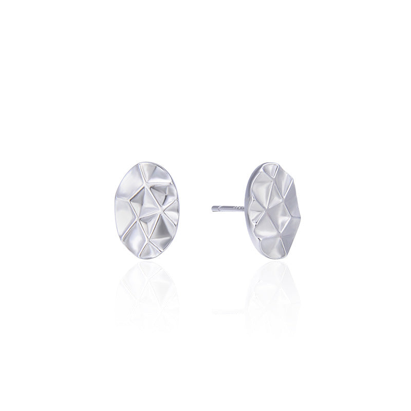 925 Sterling Silver Geometric Stud Earrings - Electroplated Korean Style Minimalist Earrings with Plastic Stoppers