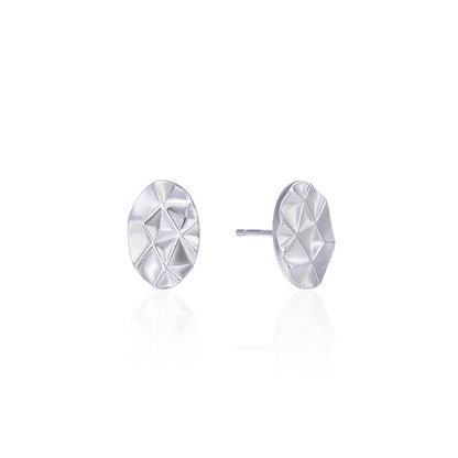 925 Sterling Silver Geometric Stud Earrings - Electroplated Korean Style Minimalist Earrings with Plastic Stoppers