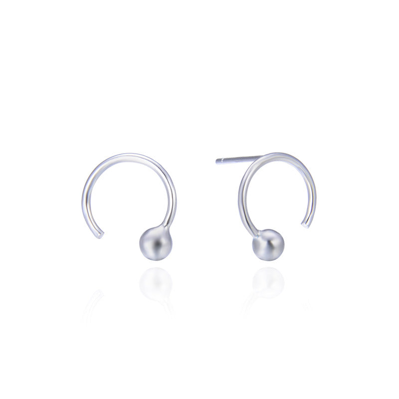 925 Sterling Silver Geometric Stud Earrings - Electroplated Korean Style Minimalist Earrings with Plastic Stoppers
