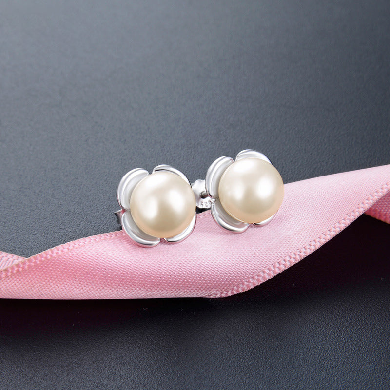 925 Sterling Silver Geometric Stud Earrings - Gold/White Gold Plated Korean Style Earrings with Plastic Backs