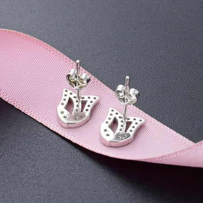 925 Sterling Silver Geometric Stud Earrings - Korean Minimalist Earrings with Plastic Backs