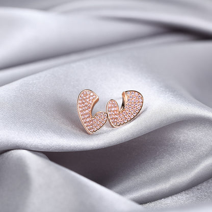 925 Sterling Silver Geometric Stud Earrings - Korean Style CZ Accent Minimalist Earrings with Plastic Ear Stoppers