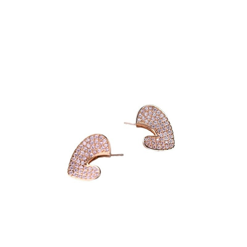 925 Sterling Silver Geometric Stud Earrings - Korean Style CZ Accent Minimalist Earrings with Plastic Ear Stoppers