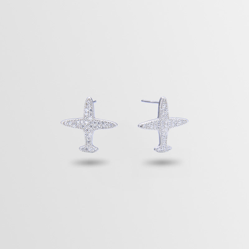 925 Sterling Silver Geometric Stud Earrings - Korean Style Diamond Accent Earrings with Plastic Ear Stoppers