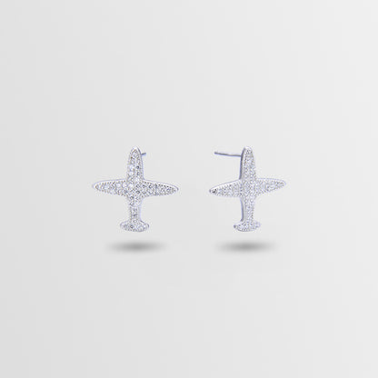925 Sterling Silver Geometric Stud Earrings - Korean Style Diamond Accent Earrings with Plastic Ear Stoppers