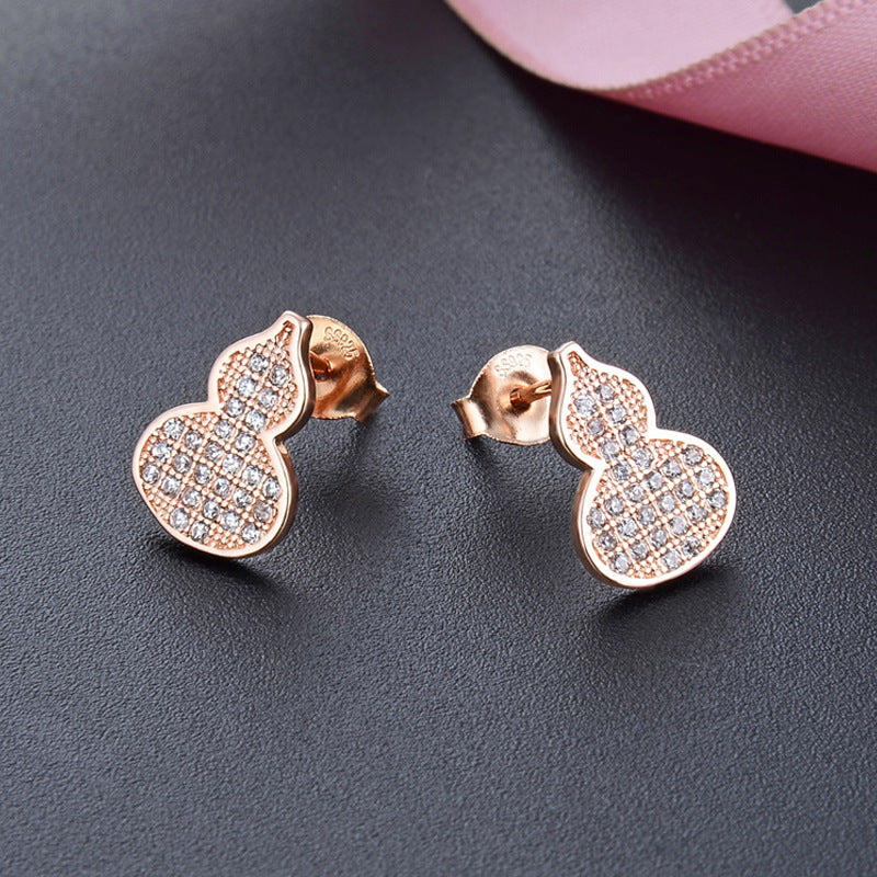 925 Sterling Silver Geometric Stud Earrings - Korean Style Diamond Accent Earrings with Plastic Ear Stoppers