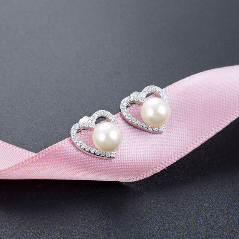 925 Sterling Silver Geometric Stud Earrings - White Gold & Rose Gold Plated Korean Style Earrings with Plastic Backs