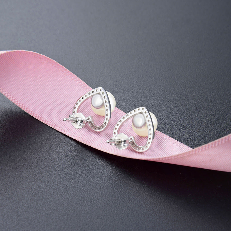 925 Sterling Silver Geometric Stud Earrings - White Gold & Rose Gold Plated Korean Style Earrings with Plastic Backs