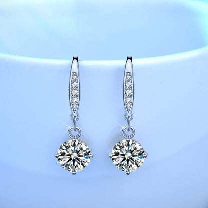925 Sterling Silver Geometric Stud Earrings with 0.5ct or 1ct Moissanite Minimalist Elegant Jewelry for Women