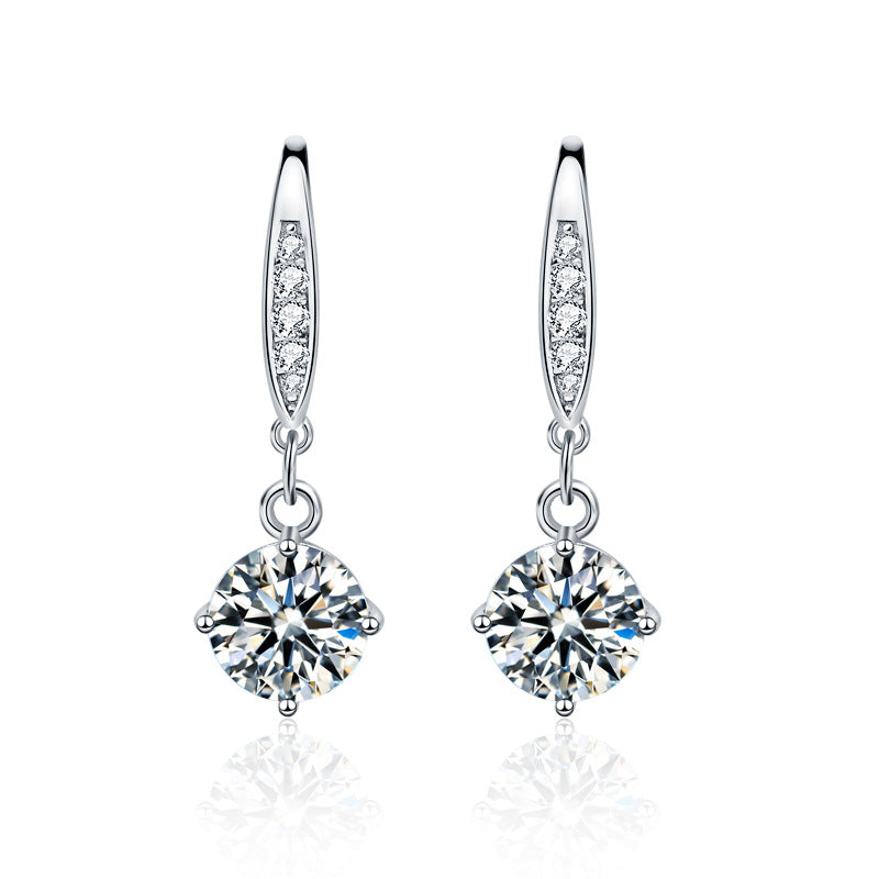 925 Sterling Silver Geometric Stud Earrings with 0.5ct or 1ct Moissanite Minimalist Elegant Jewelry for Women