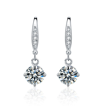 925 Sterling Silver Geometric Stud Earrings with 0.5ct or 1ct Moissanite Minimalist Elegant Jewelry for Women