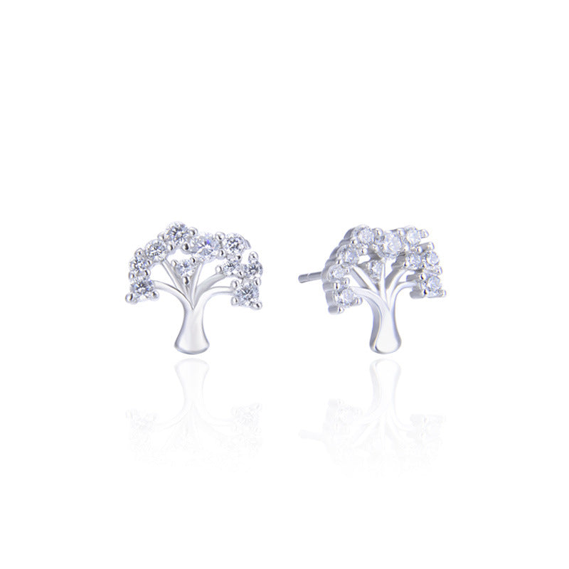 925 Sterling Silver Geometric Stud Earrings with CZ - Korean Minimalist Diamond Earrings with Plastic Backs