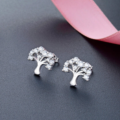 925 Sterling Silver Geometric Stud Earrings with CZ - Korean Minimalist Diamond Earrings with Plastic Backs