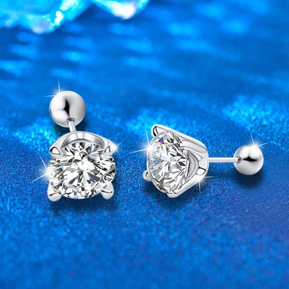 925 Sterling Silver Geometric Tapered Stud Earrings with 0.5ct Moissanite Rhodium Plated Minimalist Jewelry for Women