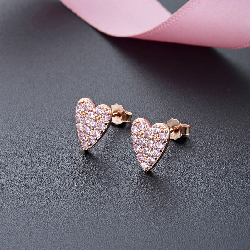 925 Sterling Silver Geometric & Bear Stud Earrings - White Gold/Rose Gold/Yellow Gold Plated with White/Blue/Green Zircon, Korean Style Fashion Earrings with Plastic Backs