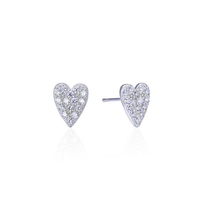 925 Sterling Silver Geometric & Bear Stud Earrings - White Gold/Rose Gold/Yellow Gold Plated with White/Blue/Green Zircon, Korean Style Fashion Earrings with Plastic Backs