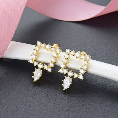 925 Sterling Silver Gold-Plated Square Stud Earrings - Instagrammable Geometric Earrings for Women