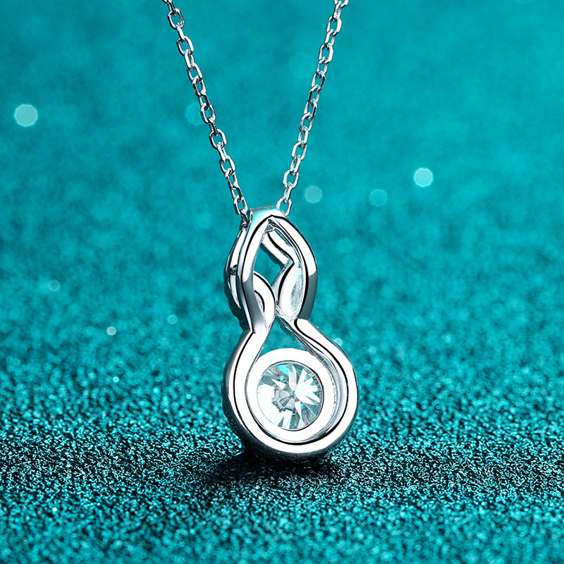 925 Sterling Silver Gourd Pendant Necklace - 1CT Moissanite PT950-Plated Collarbone Chain