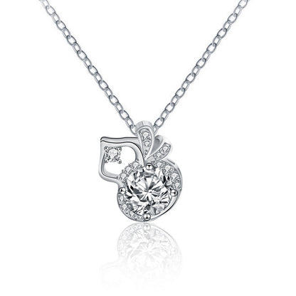 925 Sterling Silver Gourd Pendant Necklace with 1ct Moissanite & Adjustable Cross Chain
