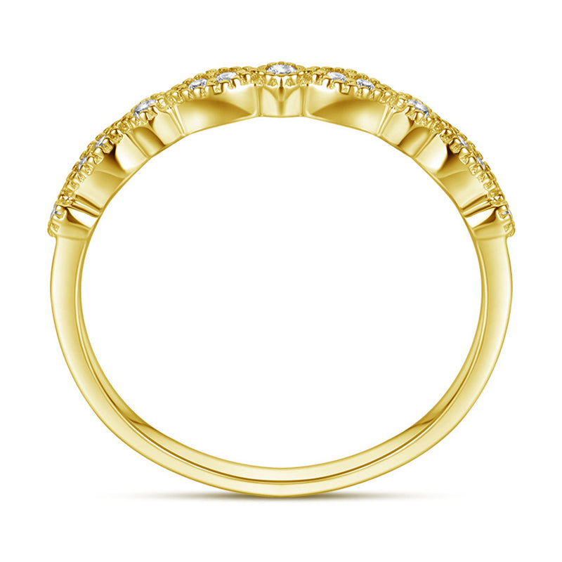 925 Sterling Silver Half Eternity Band - Dainty Zircon Stackable Ring in White/Rose/Yellow Gold