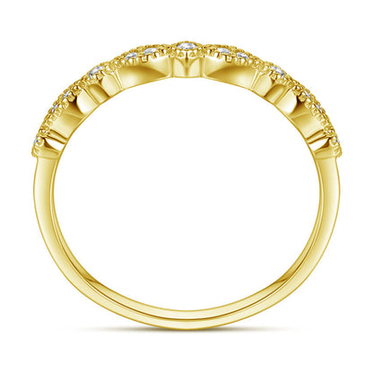 925 Sterling Silver Half Eternity Band - Dainty Zircon Stackable Ring in White/Rose/Yellow Gold