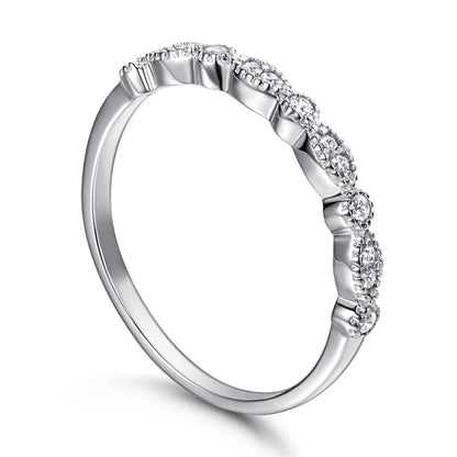 925 Sterling Silver Half Eternity Band - Dainty Zircon Stackable Ring in White/Rose/Yellow Gold