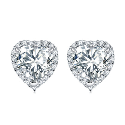925 Sterling Silver Heart-Shaped Birthstone Stud Earrings – Elegant Zircon Jewelry Collection
