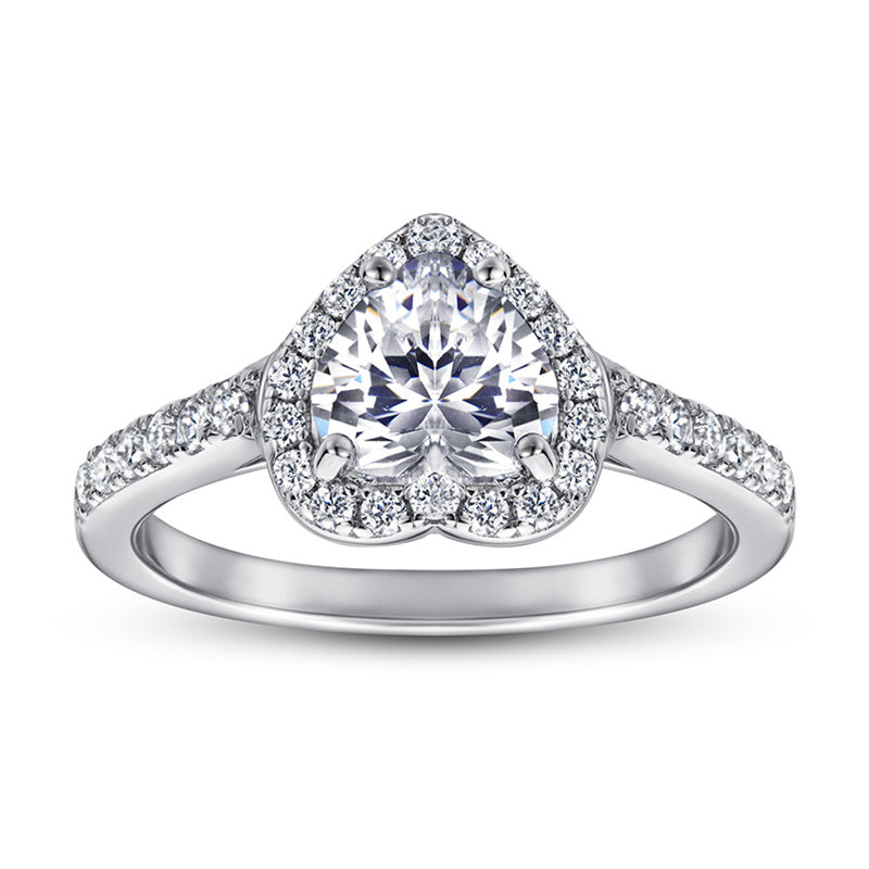 925 Sterling Silver Heart-Shaped Stackable Ring Set – Minimalist Zircon Wedding Band Collection