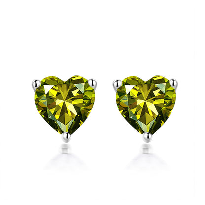 925 Sterling Silver Heart Birthstone Stud Earrings – Whimsical Zodiac-Inspired Jewelry