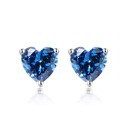 925 Sterling Silver Heart Birthstone Stud Earrings – Whimsical Zodiac-Inspired Jewelry