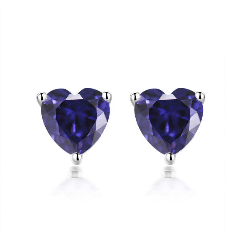 925 Sterling Silver Heart Birthstone Stud Earrings – Whimsical Zodiac-Inspired Jewelry