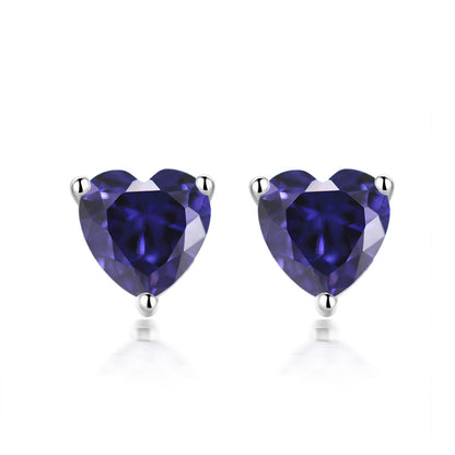 925 Sterling Silver Heart Birthstone Stud Earrings – Whimsical Zodiac-Inspired Jewelry