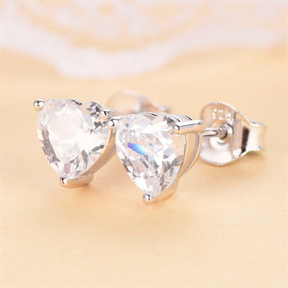925 Sterling Silver Heart Birthstone Stud Earrings – Whimsical Zodiac-Inspired Jewelry