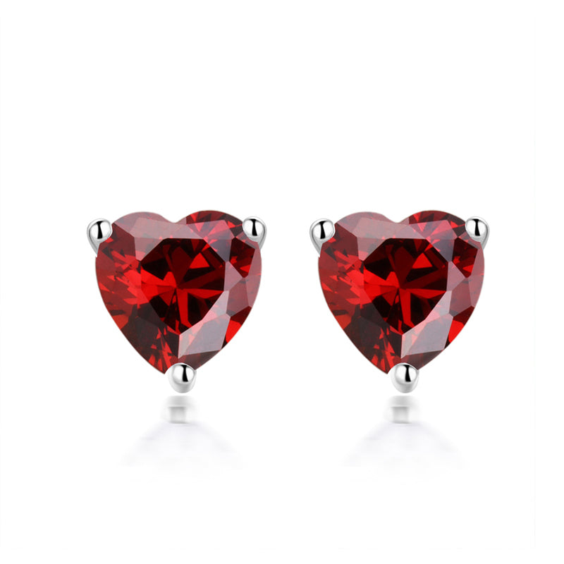 925 Sterling Silver Heart Birthstone Stud Earrings – Whimsical Zodiac-Inspired Jewelry