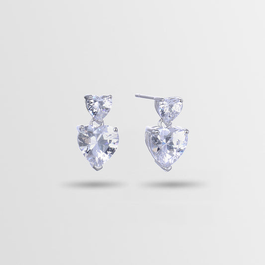 925 Sterling Silver Heart Drop Earrings-Korean Style Love Geometric Dangle Earrings for Women