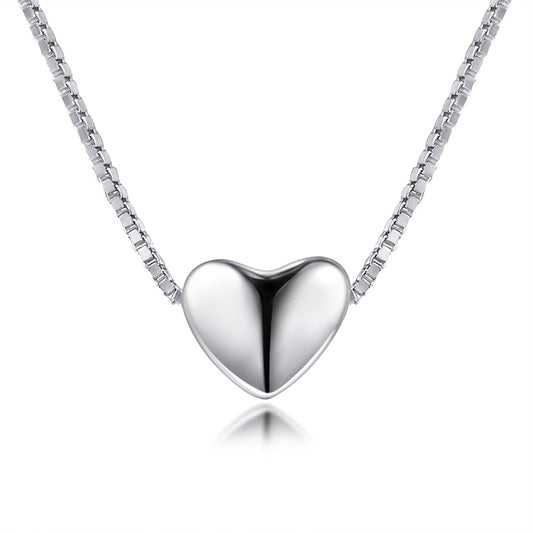 925 Sterling Silver Heart Pendant Necklace - Minimalist Box Chain Jewelry