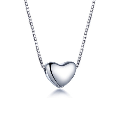 925 Sterling Silver Heart Pendant Necklace - Minimalist Box Chain Jewelry