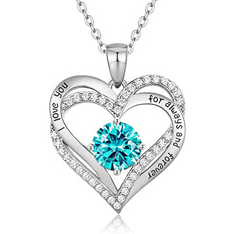925 Sterling Silver Heart Pendant Necklace with 2ct Moissanite in 12 Colors - Rhodium Plated Casual Cross Chain Jewelry for Women