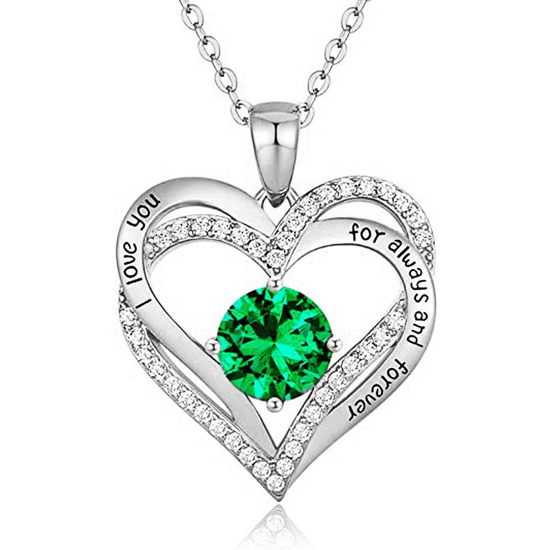 925 Sterling Silver Heart Pendant Necklace with 2ct Moissanite in 12 Colors - Rhodium Plated Casual Cross Chain Jewelry for Women