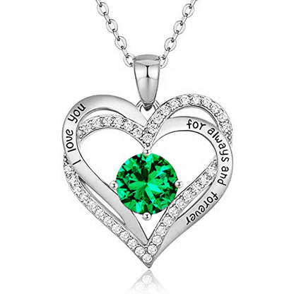 925 Sterling Silver Heart Pendant Necklace with 2ct Moissanite in 12 Colors - Rhodium Plated Casual Cross Chain Jewelry for Women