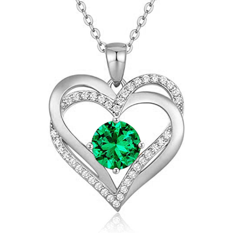 925 Sterling Silver Heart Pendant Necklace with 2ct Moissanite in 12 Colors & Cross Chain - Rhodium Plated Women's Luxury Jewelry
