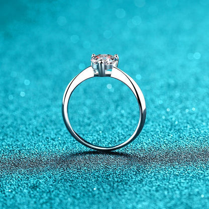 925 Sterling Silver Heart Shaped Moissanite Ring | 1-2ct Unique Security Lock Design