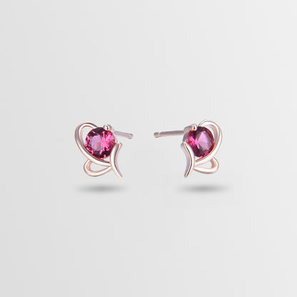 925 Sterling Silver Heart Stud Earrings - Minimalist Crystal Accent Geometric Earrings with Plastic Stoppers