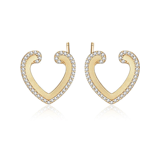 925 Sterling Silver Heart Stud Earrings – Elegant Zircon Love Shape, Minimalist European Style
