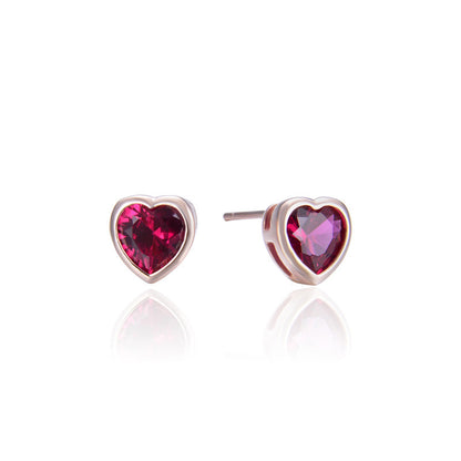 925 Sterling Silver Heart Stud Earrings with Jade - Cute Cartoon Style Earrings for Women with Plastic Backs