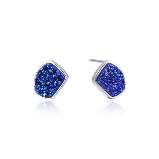 925 Sterling Silver Hexagon Stud Earrings - White Gold Plated Geometric Earrings for Women, Instagram Fashion Jewelry