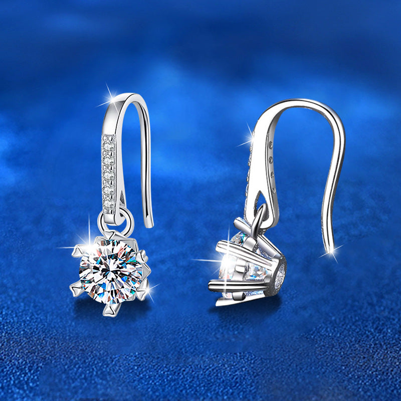925 Sterling Silver Hexagon Stud Earrings with 1ct Round Moissanite - White Gold Plated Geometric Luxury Jewelry for Women