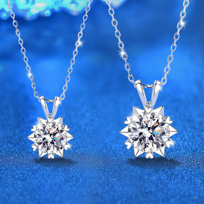 925 Sterling Silver Hexagram Heart Pendant Necklace with 1ct/2ct/3ct Moissanite, in White or Yellow Gold Plating